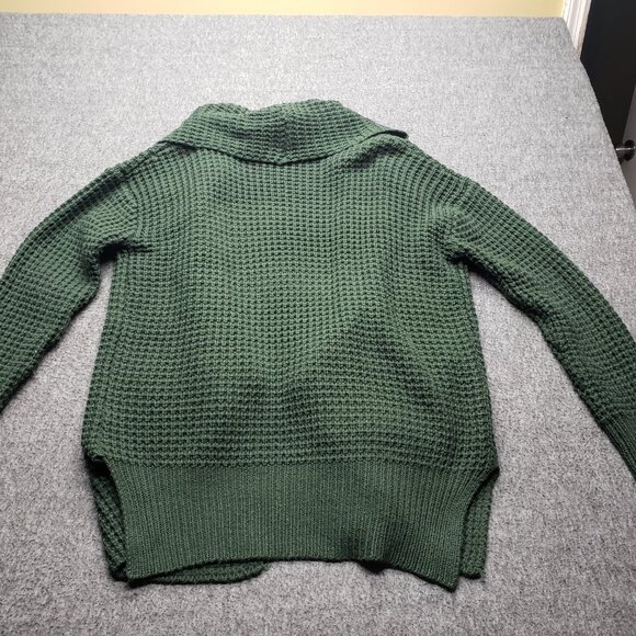 POL Chunky Knit Olive Green Shawl Neck Open Cardigan Sweater Women’s Boho Cozy - Picture 2 of 8